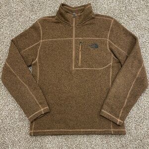 North Face Sweater Mens Small Brown 1/4 Zip Fleece Outdoors Hiking Pullover Sm